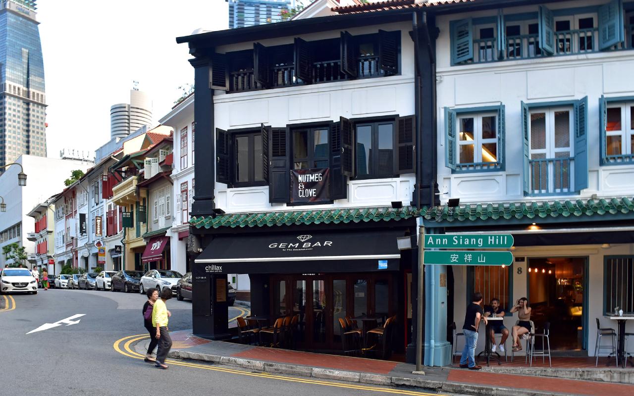 Conservation shophouses along Ann Siang Hill